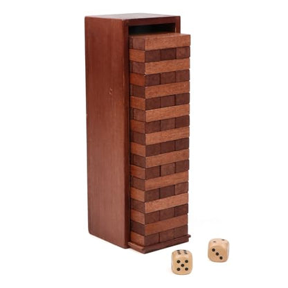 Wooden Tumbling Tower, 54PCS Blocks Stacking Games for Party, Camping for Kids Adult and Families, Classic Stacking Blocks Wood Stack Towers Wooden Board Tabletop Games with Storage Box - style: 54PCS