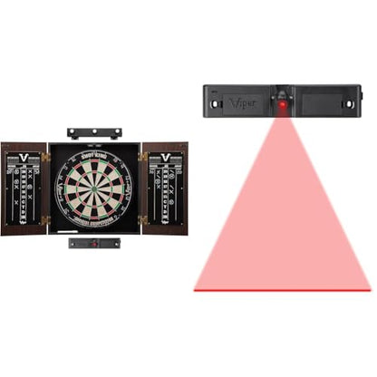 Viper Stadium Cabinet & Shot King Sisal/Bristle Dartboard Ready-to-Play Bundle: Elite Set (Shot King Dartboard, Darts) & Viper Laser Throw/Toe Line Marker, Battery Operated