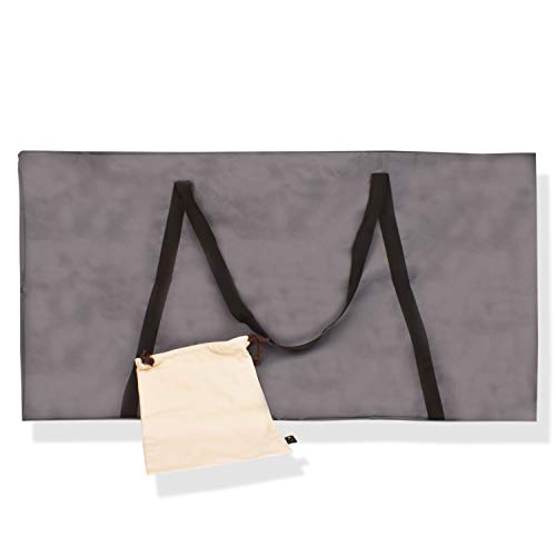 Cornhole Board Carrying Case - Gray Tournament Size with Black Padded Shoulder Straps - Complete with Cream Cotton Tote Sling Bag for Bean Bags