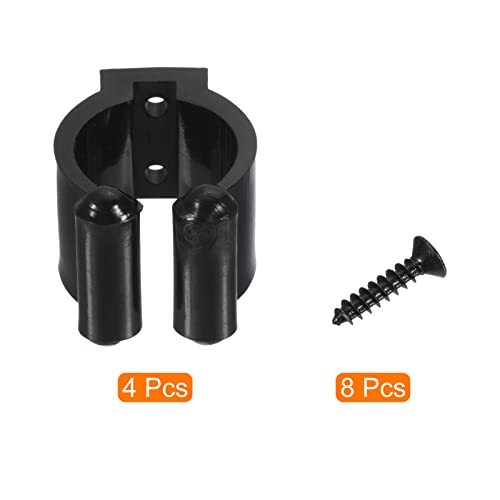 PATIKIL 23mm Dia Billiards Cue Locating Clip Holder, 4 Pack Plastic Snooker Clip for Fishing Rod Pool Cue Rack Storage, Black
