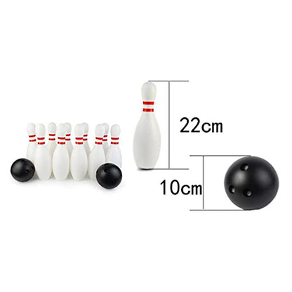 Kids Bowling Toy Set 10 Pcs with 2 Balls, 22cm (8.66in) Plastic Bowling Pins, Indoor Bowling Game for Children