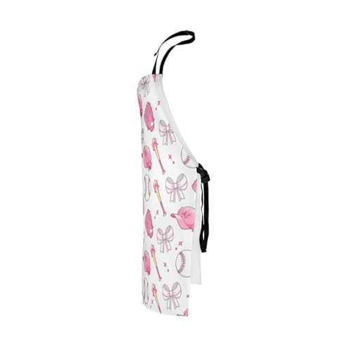 Castle Fairy Boy Soccer Kitchen Apron - color: Baseball Pink White