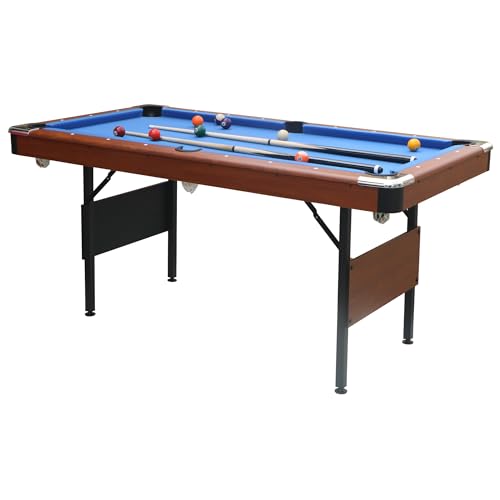 5.3 Foot Mini Pool Table with Accessories Foldable Pool Table, Portable Pool Table, Billiard Table,Indoor Multi Game Tables for Game Room, Family Game Night - color: Blue+Brown