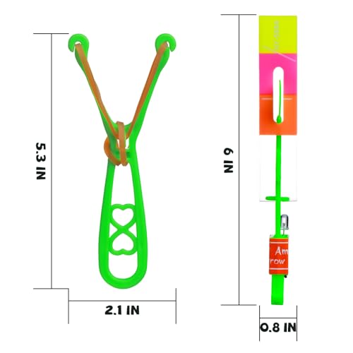 SCIONE 24 Sets LED Flying Set, 24 Slingshot+24 Glow Helicopter-48 Pcs, Flying Toy Outdoor Toys Glow in The Dark Party Supplies Party Favors for Kids 8-12,4-8