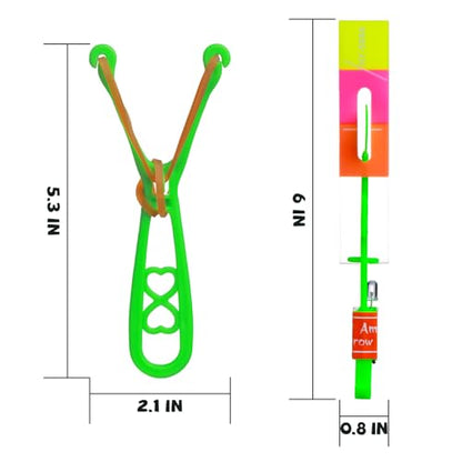 SCIONE 24 Sets LED Flying Set, 24 Slingshot+24 Glow Helicopter-48 Pcs, Flying Toy Outdoor Toys Glow in The Dark Party Supplies Party Favors for Kids 8-12,4-8