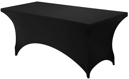Utopia Kitchen Spandex Tablecloth 1 Pack [4FT, Black] Tight, Fitted, Washable and Wrinkle Resistant Stretch Rectangular Patio Table Cover for Event, Wedding, Banquet & Parties [48Lx30Wx30H Inch] - color: Black, size: 4 Feet - 1 Pack
