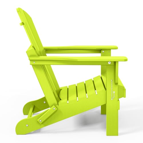 WestinTrends Malibu HDPE Outdoor Patio Folding Poly Adirondack Chair, Lime - color: Lime, size: 1 Chair