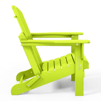 WestinTrends Malibu 2 Piece Set Outdoor Folding Poly Adirondack Chair, Lime - color: Lime, size: 2 Chair
