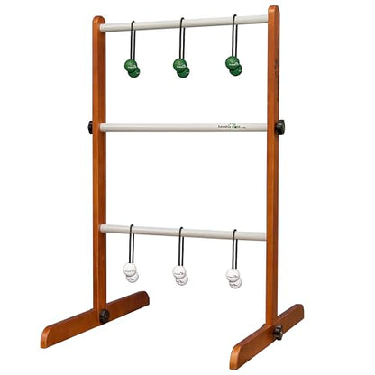 Ladder Golf - Single Ladder Ball Game (Green + White Bolas) Official Brand Game (G/W)
