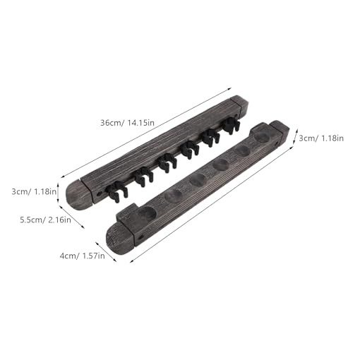 Kisangel Wall Mounted Solid Wood Billiard Cue Rack with Silver Gray Finish, 6-cue Pool Stick Holder for Game Room and Home Recreation Storage