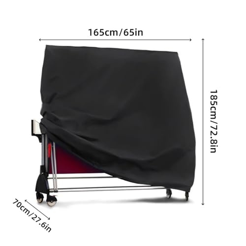 Table Tennis Cover, Indoor Waterproof Dustproof Sunscreen Ping Pong Table Cover Fits Folding Tables All Weather Protection 5.4*2.3*6.1ft（Black）