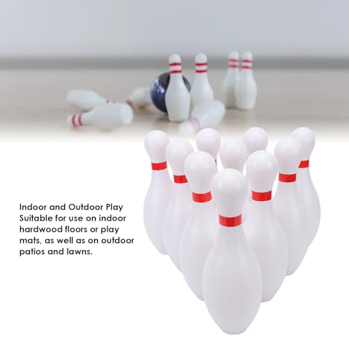 Drfeify Kids Bowling Set, Fun Safe 10 White Plastic Pins with 2 Lightweight Balls, Indoor Outdoor Sport Toy for Toddlers and Family Games