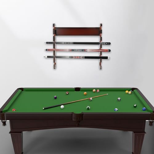 6 Sticks Pool Cue Rack Wall Mounted, Horizontal Storage, Billiard Cue Holder for Play Room, Long Canes and Walking Sticks