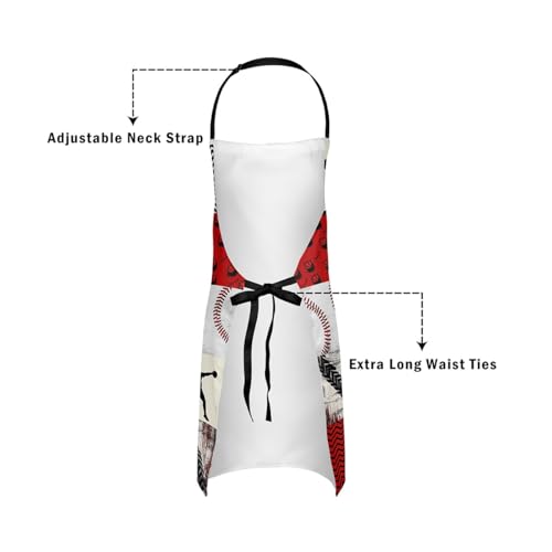 Manfei Ball Sports Kids Kitchen Apron - color: Red White Black