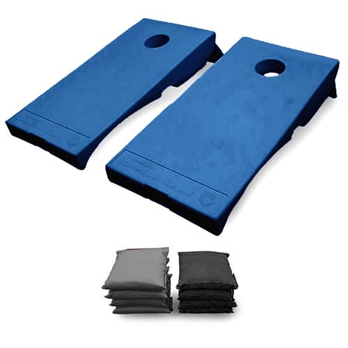 Driveway Games All Weather Corntoss Bean Bag Cornhole Yard Game Set for Indoor and Outdoor Use with 2 Target Boards and 8 Bean Bags - color: Blue