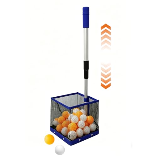 Adjustable Height Ping Pong Ball Picker Upper Hold 120 Balls Table Tennis Ball Picker, Portable Ping Pong Ball Collector for Training