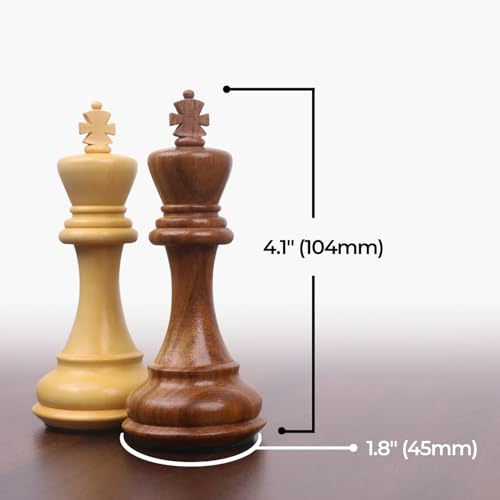 Royal Chess Mall Professional Staunton Chess Pieces Only Chess Set, Golden Rosewood and Boxwood Wooden Chess Set, 4.1-in King, Tournament Chess Set, Weighted Chess Pieces (3.4 lbs) - style: Golden Rosewood