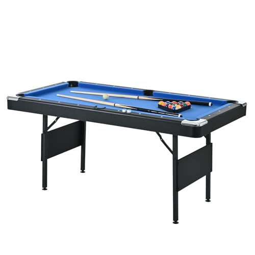5.3 Foot Mini Pool Table with Accessories Foldable Pool Table, Portable Pool Table, Billiard Table,Indoor Multi Game Tables for Game Room, Family Game Night - color: Blue+Black