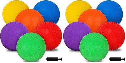 Amor Present 6PCS Playground Ball, 7 Inch Inflatable Kickballs with Pump, Rainbow Rubber Dodgeball for Kids Beach Toy Sports Games Indoor Outdoor Pool Party - size: Medium (Pack of 2)