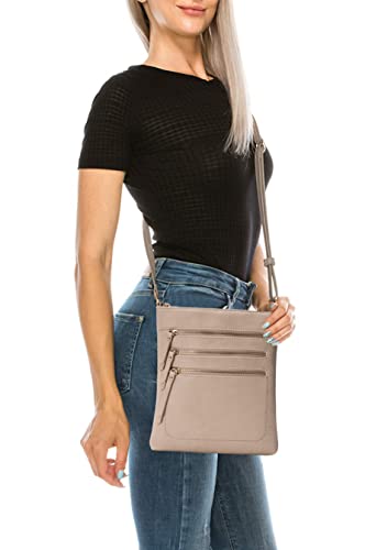 Solene Crossbody Bag Functional Multi Pocket Messenger Purse Top Zip Closure Shoulder Handbag With Adjustable Strap - color: Brick