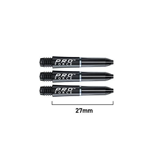 WINMAU Pro-Force Extra Short Dart Shafts - Black Nylon Ring Grip Stems with Flight Lock System, 27 mm Replacement Shafts, 3 Pack