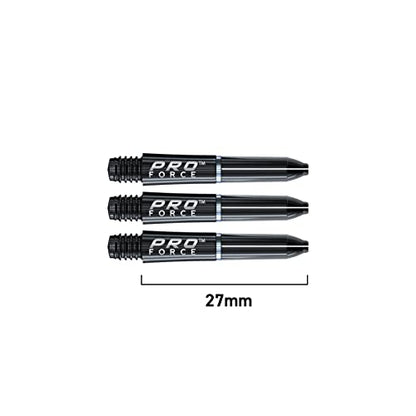 WINMAU Pro-Force Extra Short Dart Shafts - Black Nylon Ring Grip Stems with Flight Lock System, 27 mm Replacement Shafts, 3 Pack