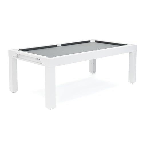 CORNILLEAU Classic Outdoor Billiard Table (White) - 7ft Convertible Pool Table to Dining Table - Weatherproof & Durable - Includes Accessories - Made in France - style: Wood Decor
