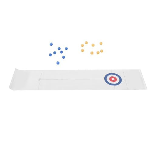 Tabletop Curling Game, Fun Foldable Pad with Mini Hockey Pucks, Indoor Sports Toy for Family Game Night, Parties and Office Entertainment