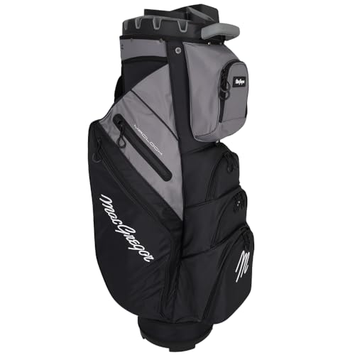 MacGregor MACLOCK Ultimate Divider System Cart Bag with 14 Way Organizer Divider Top and Individual Club Locking Slots - color: Black/Grey