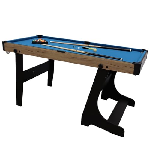 Folding Pool Table, Indoor Billiard Table Game Set with Cues, Balls, Rack, Chalk and Brush, Portable Design for Home, Office, Party, Garage(Blue,154x78x80cm/60.6x30.7x31.4in)