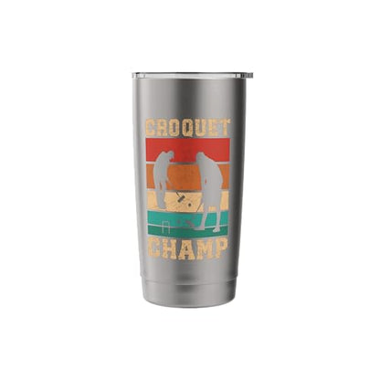 Croquet Champ Retro Funny Lawn Game Player Quote Stainless Steel Insulated Tumbler - color: Brushed Steel