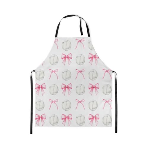 Manfei Blue Bowknot Kids Kitchen Apron - color: Pink and White