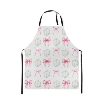 Manfei Blue Bowknot Kids Kitchen Apron - color: Pink and White