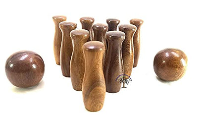 Wooden Bowling Mini Game 12 Bottle 2 Boll | Mini Wood Bowling Game | Antique Wooden Bowling Game - Dimension: Length 6 inch Width 3.5 inch Height 3 inch.