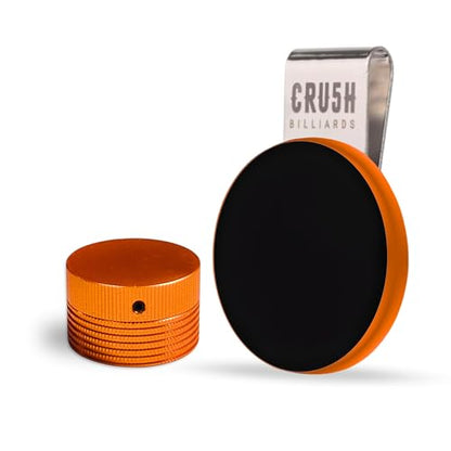 Magnetic Chalk Holder with Lid & Belt Clip – Round Billiard Pool Cue Chalk Holder with Strong Magnet, Portable Snooker Chalk Case for Players - color: Orange