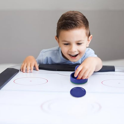 1 Set Mini Air Hockey Pushers and Air Hockey Pucks Great Goal Handles Pushers Goal Handles Paddles Replacement Accessories - 2 Blue Air Hockey Pushers and 4 Blue Pucks (60mm)