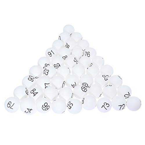 100pcs Plastic Raffle Number Balls Table Tennis Balls 4cm Numbered Bingo Ball Colored Pong Ball 1-100 Wedding Birthday Party Supplies White