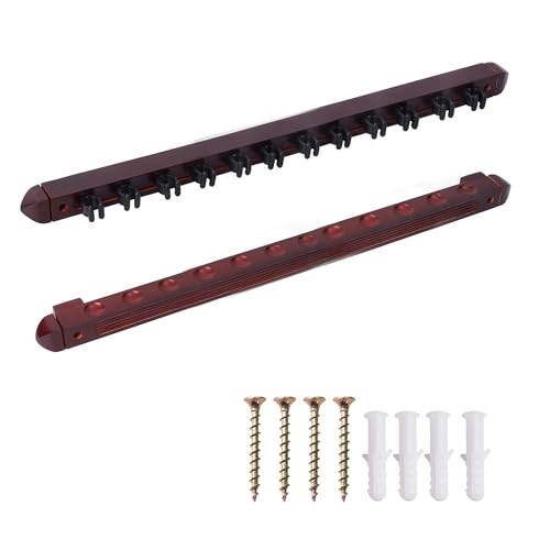 GSE Games & Sports Expert 2-Piece 6/8/12 Billiard Pool Cue Rack Wall Mounted Holders, Billiard Cue Sticks Wall Rack Set - style: 12 Cue - Mahogany