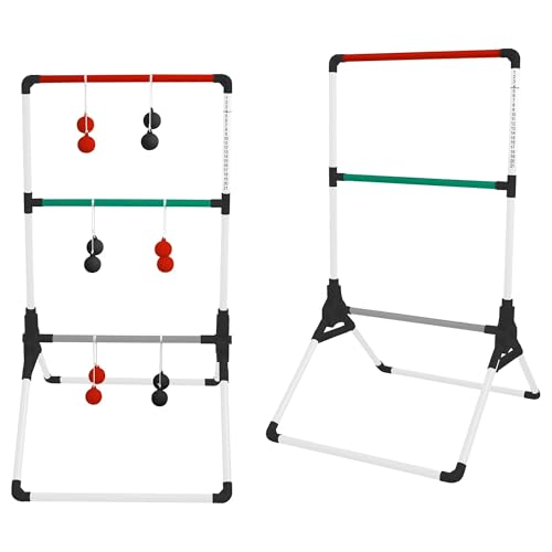 MD Sports Ladder Toss Game Set, Portable Foldable PVC with Weighted Base, Built-in Scoring, 2 Targets, 6 Bolos, Carry Bag, Perfect for Indoor Outdoor Gatherings