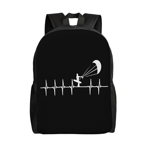 Kitesurfing Heartbeat Backpacks For Men Women Book Bag Travel Hiking Camping Work Lightweight - color: Ye17