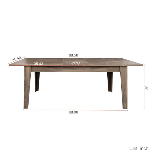 71"-106" Extendable Dining Table for 4-12 People, Space-Saving Extra Long Transformer Table with Extension Leaves Holder, Oak - color: Oak, style: 71" - 106.5" (4-12 People)