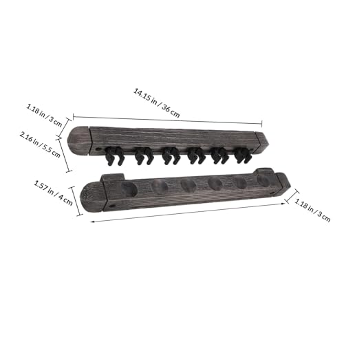 Cabilock Wall Mounted Solid Wood Billiard Cue Rack for 6 Cues Pool Stick Holder with Locating Clip Silver Gray for Game Room and Home Recreation Storage