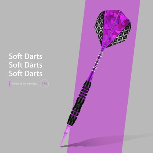 Soft Tip Darts Set - Darts Plastic Tip Sets,3 Aluminum Shaft Professional Darts Plastic Tip Sets 2BA Replacement Tips Professional Soft Darts,Plastic Darts for Electronic Dart Board