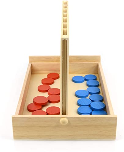 4 in a Row Wooden Connect Board Game, Foldable Line up 4 Game, Classic Strategy Family Fun Toy, Wood Connect Game for Kids and Adults (Travel Size)
