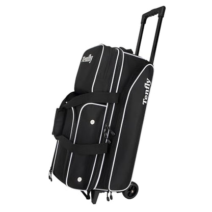 Triple Roller Bowling Bag with Wheels, Heavy Duty 3 Ball Bag for League & Recreational Bowlers - color: Black