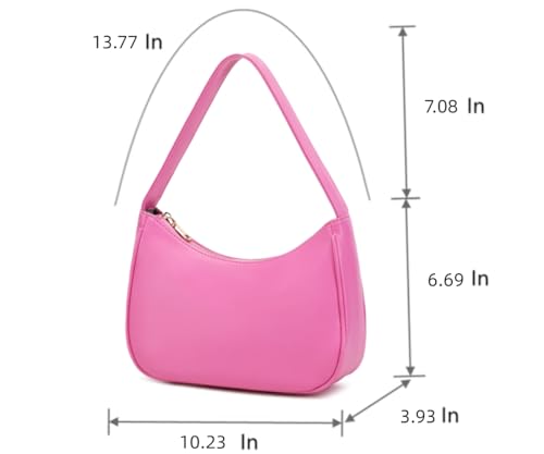 CYHTWSDJ Shoulder Bags for Women, Cute Hobo Tote Handbag Mini Clutch Purse with Zipper Closure - color: Pink