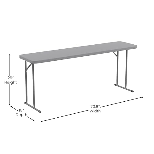 EMMA + OLIVER 6' Rectangular Plastic Folding Table, Long Plastic Foldable Table for Residential Indoor/Outdoor Events, White - color: Grey