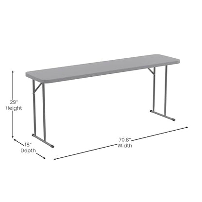 EMMA + OLIVER 6' Rectangular Plastic Folding Table, Long Plastic Foldable Table for Residential Indoor/Outdoor Events, White - color: Grey