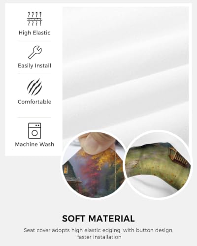Savannan Office Chair Cover, Pastoral Autumn Forest Cabin Protective Stretch Elastic Universal Cover for Desk Task Chair,Computer Rotating Chair 1 Pcs Fall Maple Leaf Swing