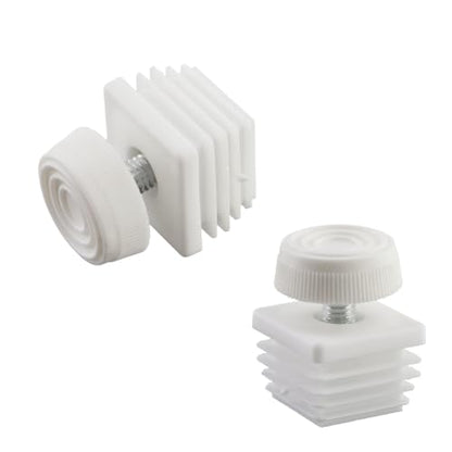 Antrader Home Office Table Desk Adjustable Leveling Feet,Plastic Metal Square Tube Insert Kit, 30mm x 30mm White, M8 Thread 30mm Base Diameter, 12 Sets - color: White,d30xm8, size: 30x30mm
